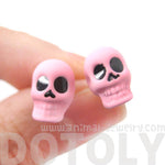 Skull Shaped Skeleton Themed Small Unisex Emo Stud Earrings in Light Purple | DOTOLY