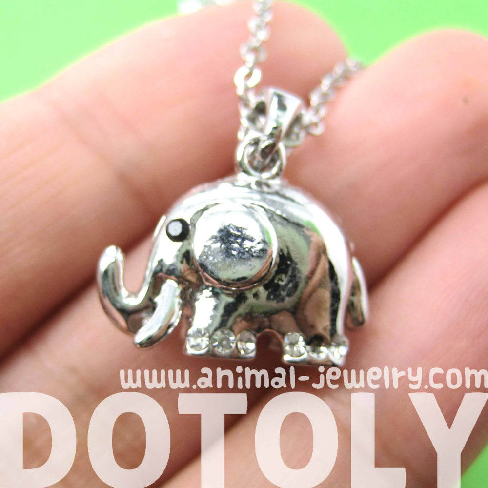 Small Elephant Animal Charm Necklace in Silver | Animal Jewelry | DOTOLY