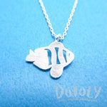 Tropical Clown Fish Shaped Marine Life Inspired Pendant Necklace in Silver