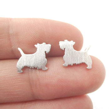 West Highland Terrier Dog Shaped Silhouette Stud Earrings in Silver | DOTOLY | DOTOLY