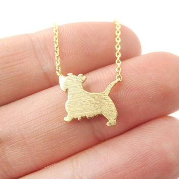 Westie Scottish Terrier Dog Shaped Silhouette Charm Necklace in Gold | DOTOLY | DOTOLY